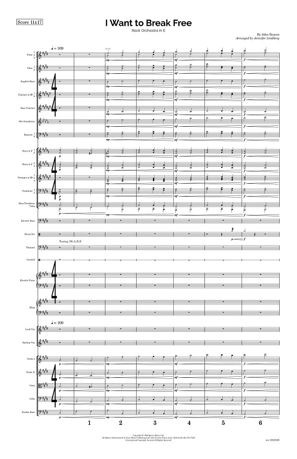 I Want To Break Free for Rock Orchestra sheet music, page 1