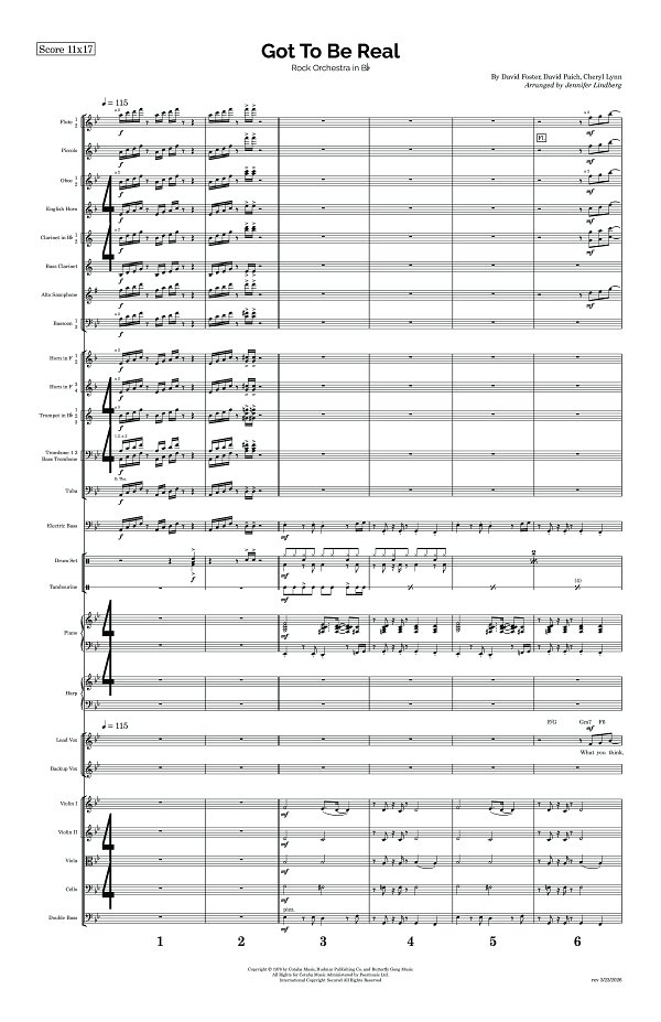 Got To Be Real for Rock Orchestra sheet music, page 1