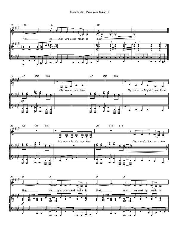 Celebrity Skin for Piano-Vocal-Guitar sheet music, page 2