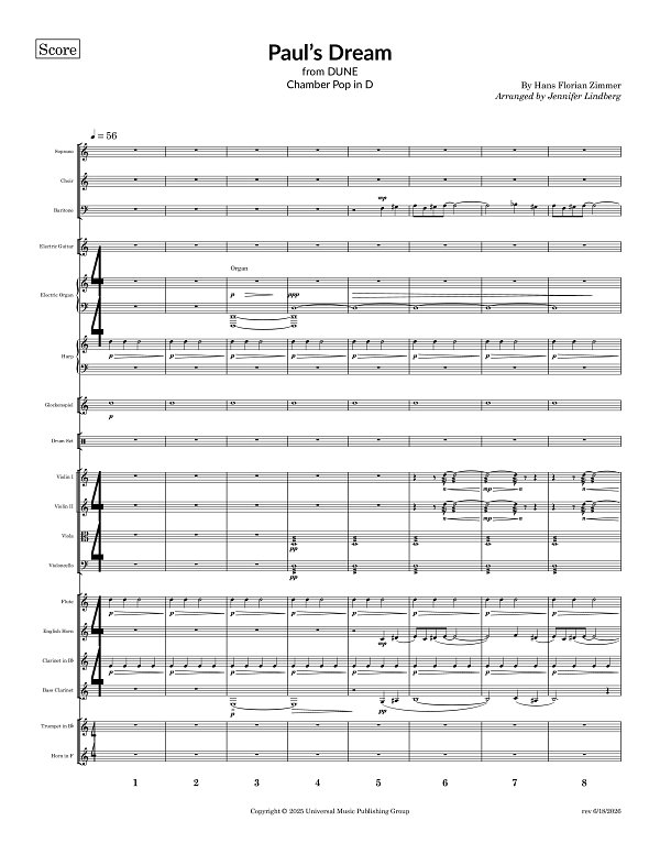 Paul's Dream from Dune for Chamber Ensemble sheet music, page 1