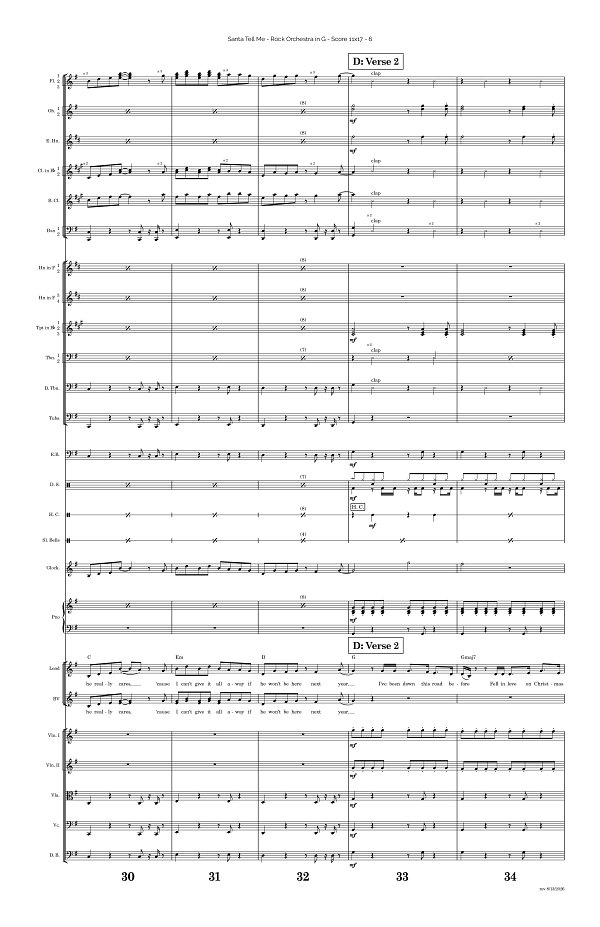Santa Tell Me for Rock Orchestra sheet music, page 6