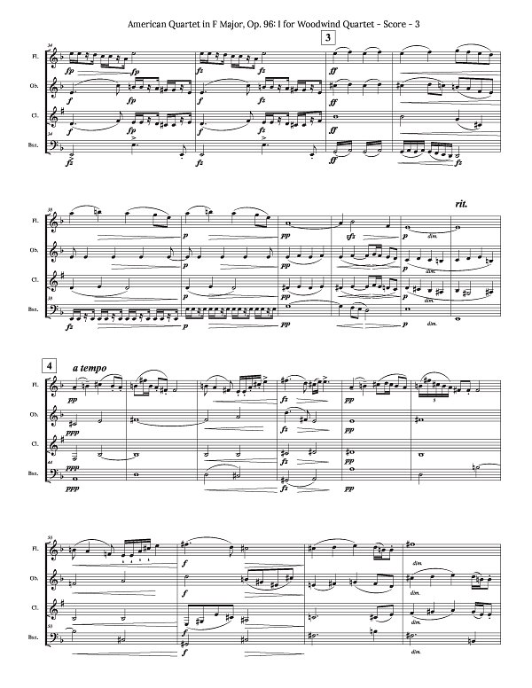 Dvořák American Quartet No. 12 for Mixed Woodwind Quartet for Woodwind Quartet sheet music, page 3