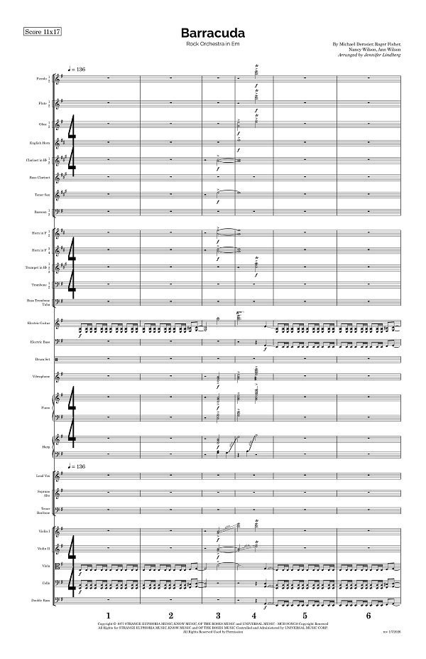 Barracuda for Rock Orchestra sheet music, page 1