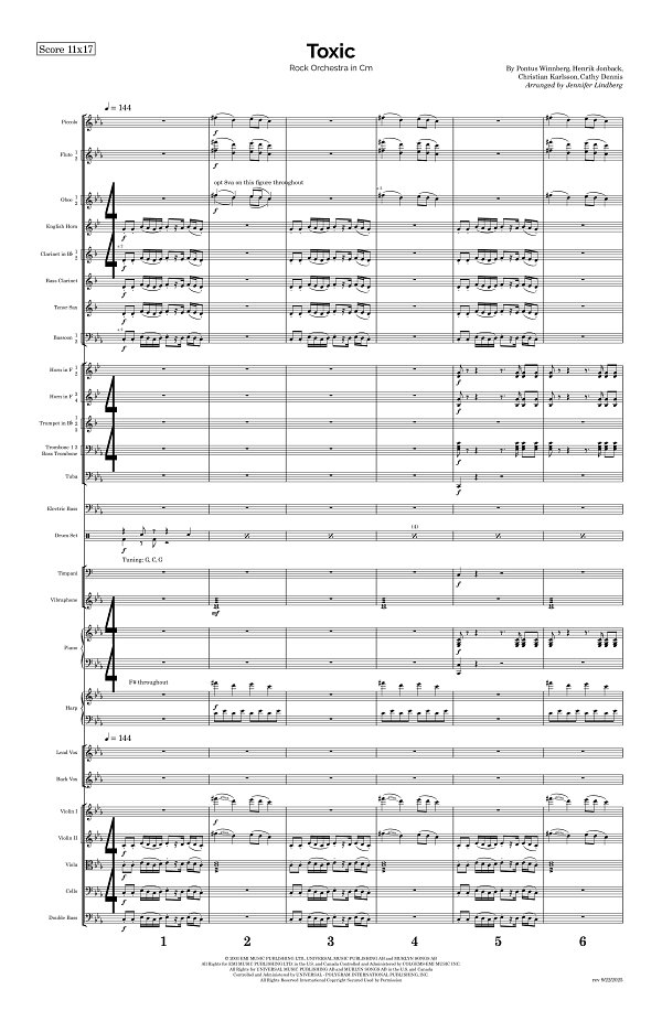 Toxic for Rock Orchestra sheet music, page 1