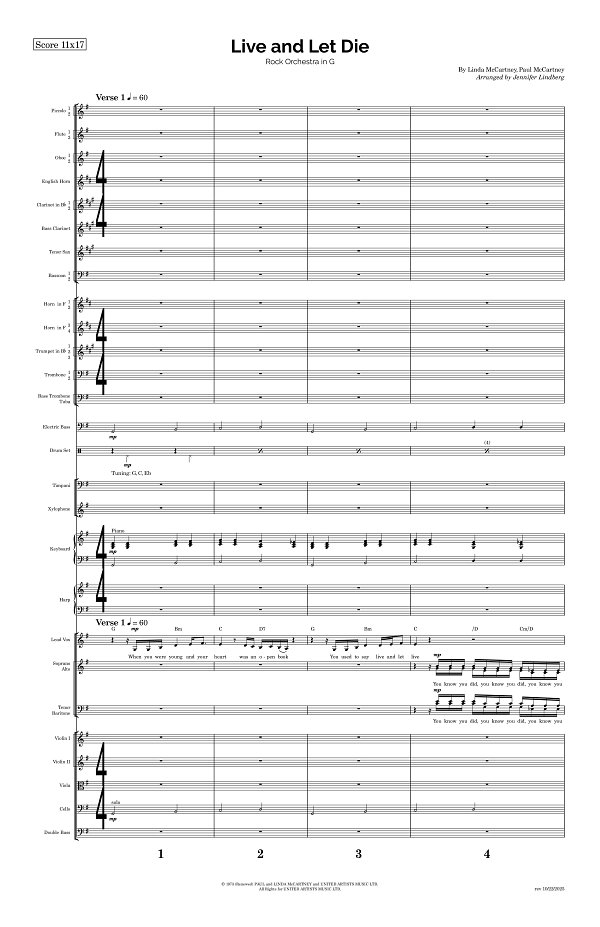 Live and Let Die for Rock Orchestra sheet music, page 1