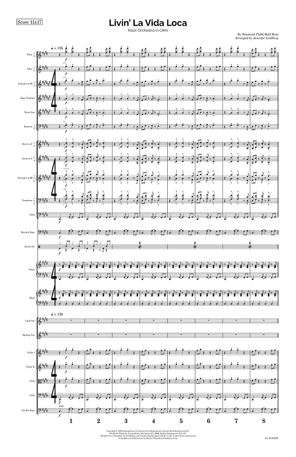 Livin' La Vida Loca for Rock Orchestra sheet music, page 1