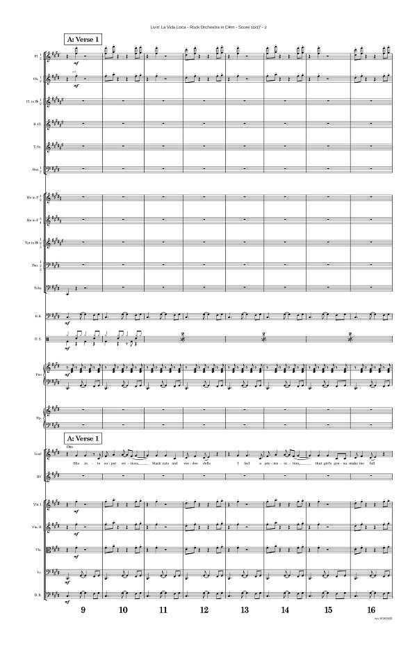 Livin' La Vida Loca for Rock Orchestra sheet music, page 2