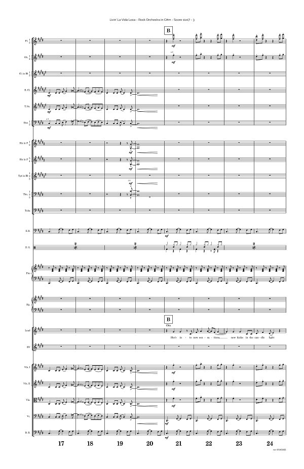 Livin' La Vida Loca for Rock Orchestra sheet music, page 3