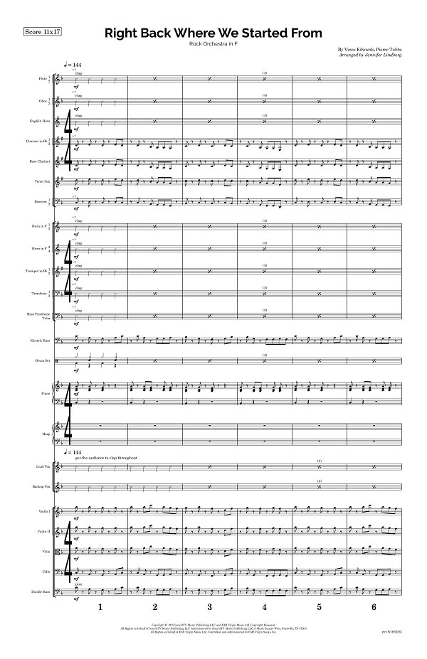 Right Back Where We Started From for Rock Orchestra sheet music, page 1