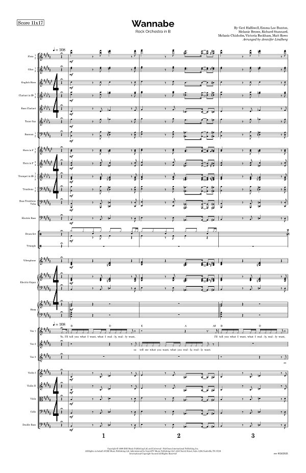 Wannabe for Rock Orchestra sheet music, page 1