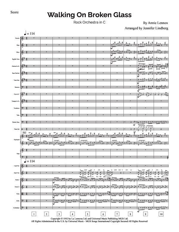 Walking On Broken Glass for Rock Orchestra sheet music