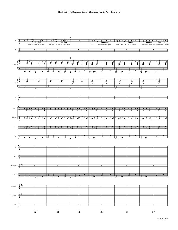 The Mariner's Revenge Song for Chamber Ensemble sheet music, page 3