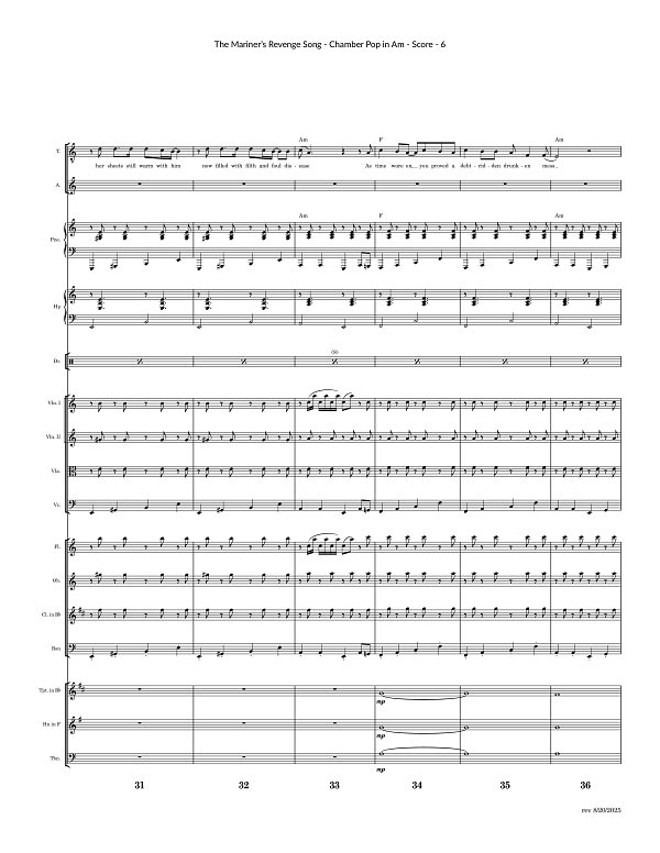The Mariner's Revenge Song for Chamber Ensemble sheet music, page 6