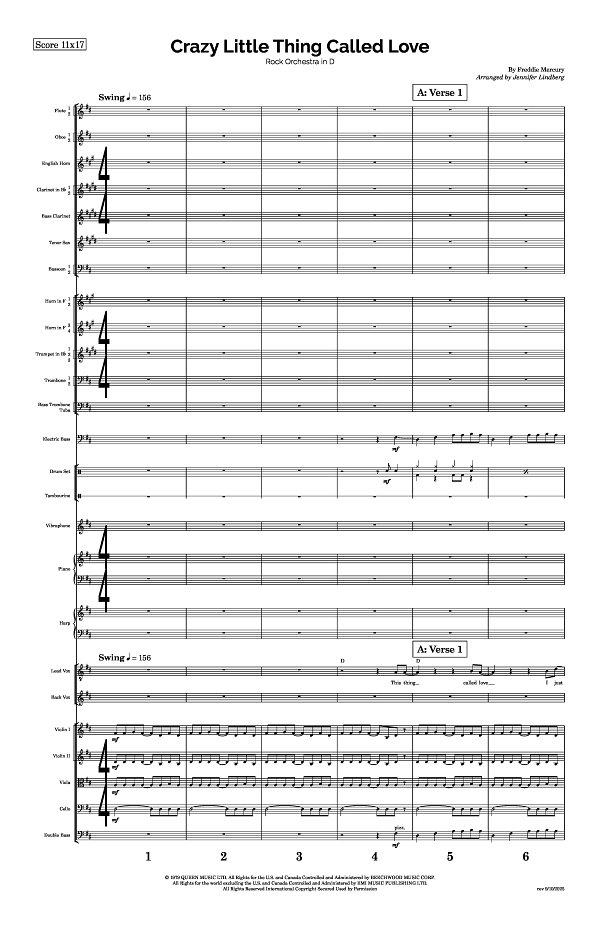 Crazy Little Thing Called Love for Rock Orchestra sheet music, page 1