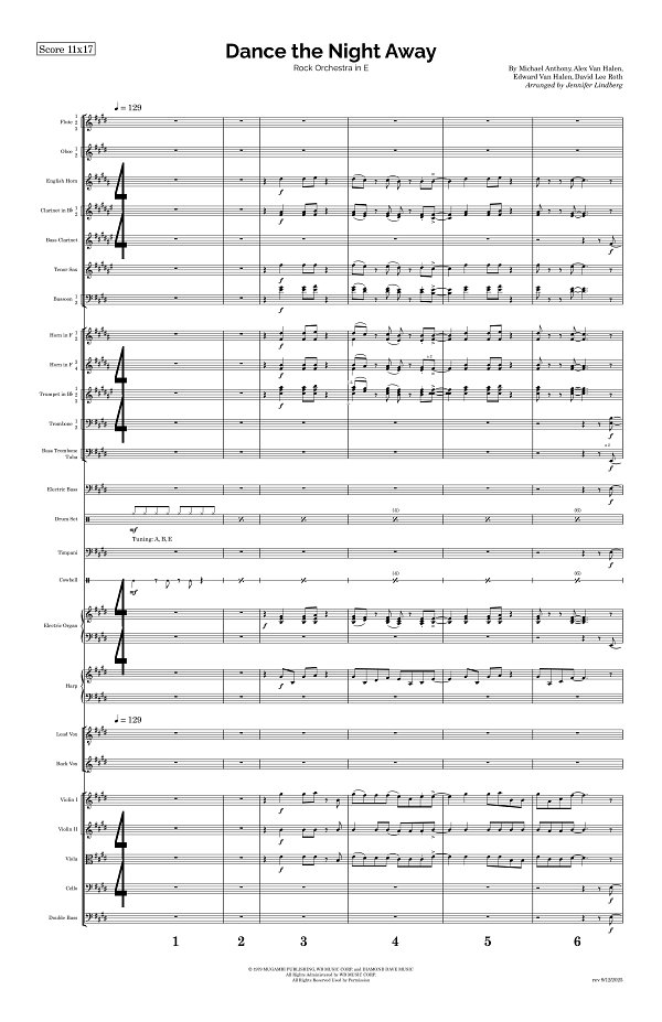 Dance The Night Away for Rock Orchestra sheet music, page 1