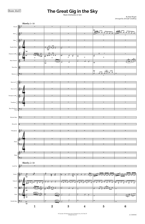 The Great Gig In The Sky for Rock Orchestra sheet music, page 1