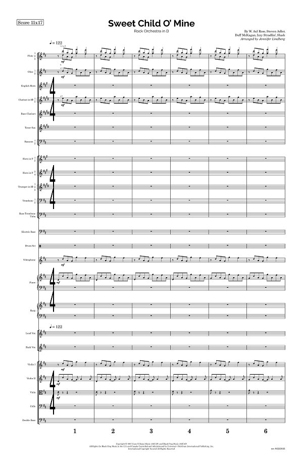 Sweet Child O' Mine for Rock Orchestra sheet music, page 1