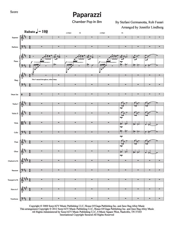 Paparazzi for Chamber Ensemble sheet music