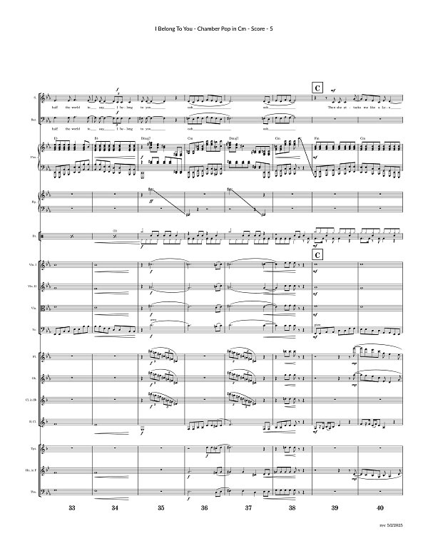 I Belong To You (+ Mon cœur s'ouvre à ta voix) for Chamber Ensemble sheet music, page 5