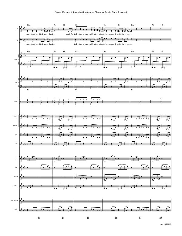 Seven Nation Army x Sweet Dreams Mashup for Chamber Ensemble sheet music, page 6