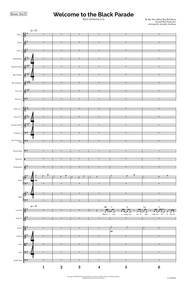 Welcome To The Black Parade for Rock Orchestra sheet music, page 1