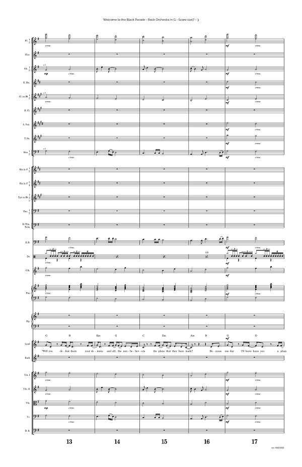 Welcome To The Black Parade for Rock Orchestra sheet music, page 3