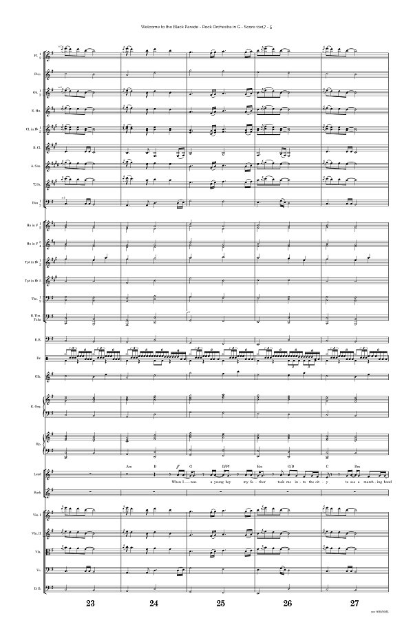 Welcome To The Black Parade for Rock Orchestra sheet music, page 5