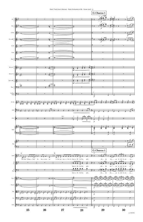 Man! I Feel Like A Woman! for Rock Orchestra sheet music, page 5
