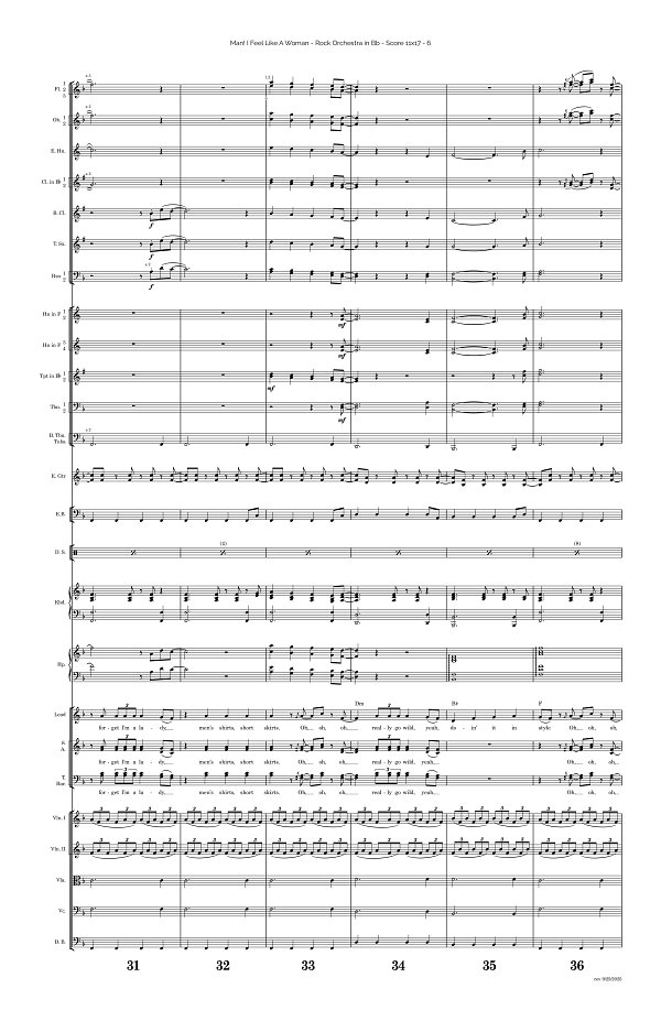 Man! I Feel Like A Woman! for Rock Orchestra sheet music, page 6
