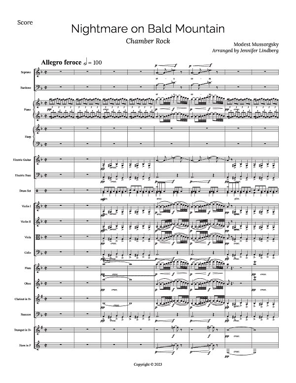 Night on Bald Mountain for Chamber Rock Group for Chamber Ensemble sheet music, page 1