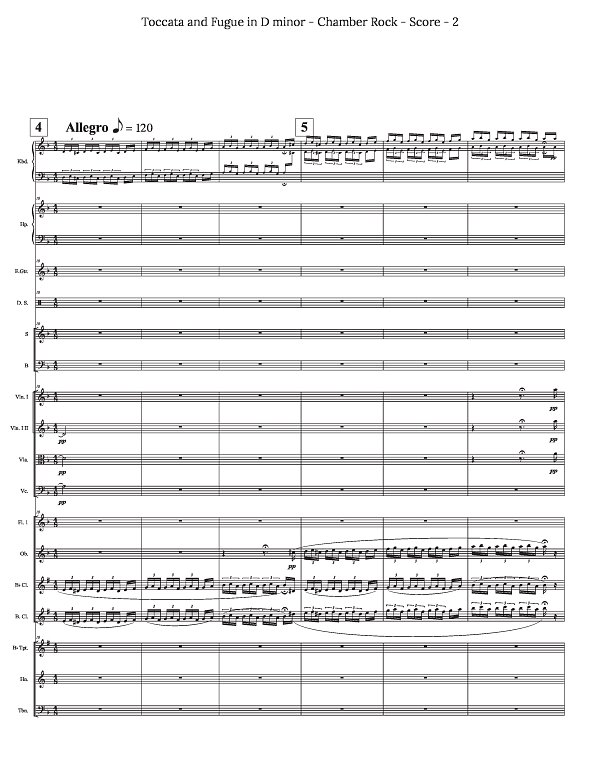 Toccata and Fugue in D minor for Chamber Rock Group for Chamber Ensemble sheet music, page 2