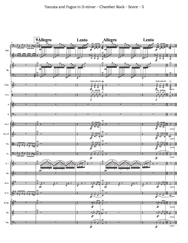 Toccata and Fugue in D minor for Chamber Rock Group for Chamber Ensemble sheet music, page 5