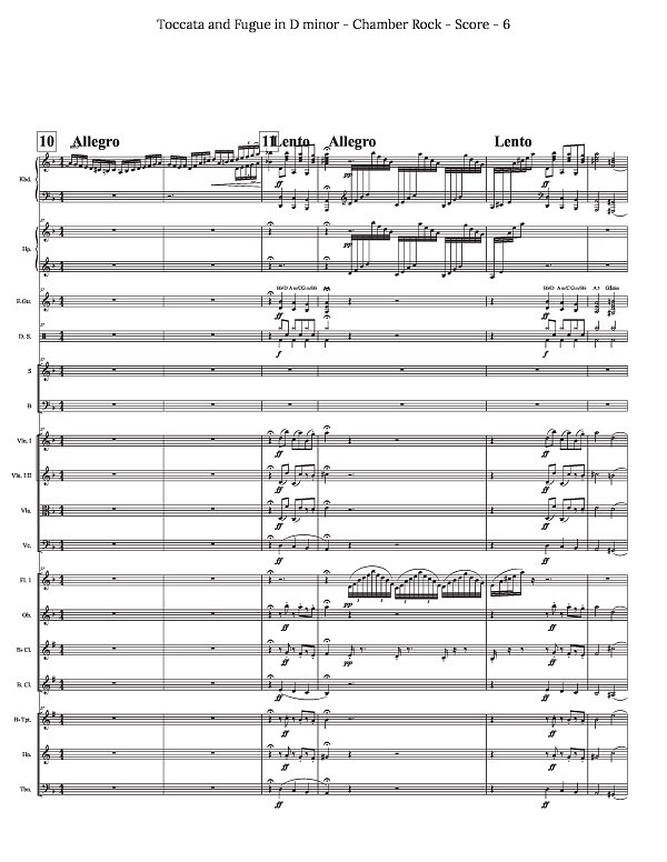 Toccata and Fugue in D minor for Chamber Rock Group for Chamber Ensemble sheet music, page 6