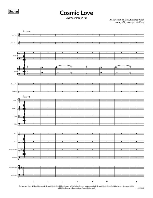 Cosmic Love for Chamber Ensemble sheet music, page 1