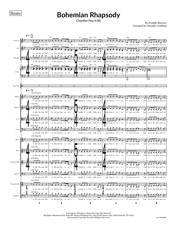 Bohemian Rhapsody for Chamber Ensemble sheet music, page 1