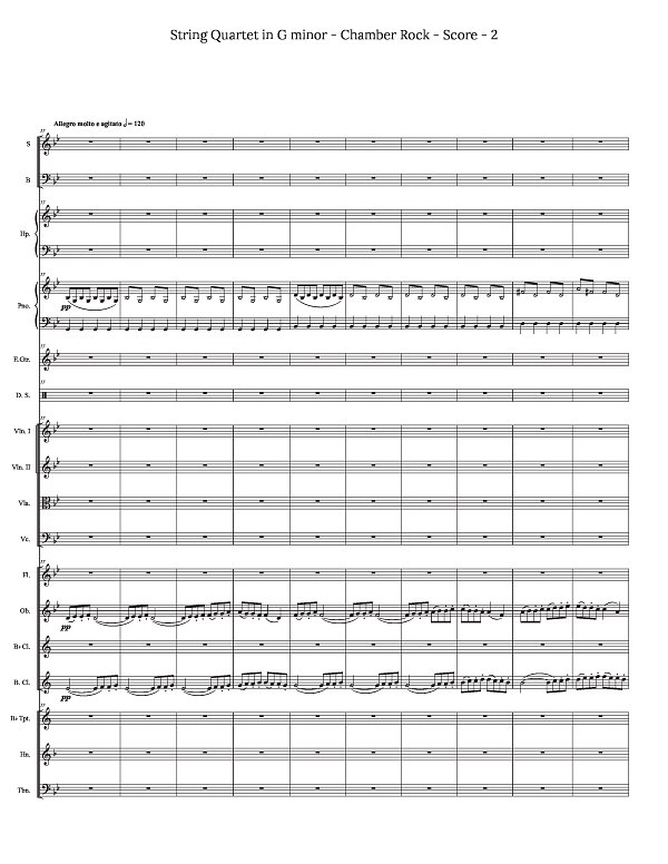 Grieg String Quartet Mvt 1 for Chamber Rock Group for Chamber Ensemble sheet music, page 2