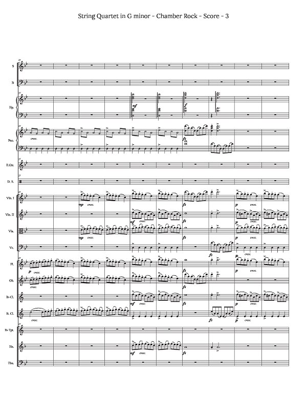 Grieg String Quartet Mvt 1 for Chamber Rock Group for Chamber Ensemble sheet music, page 3