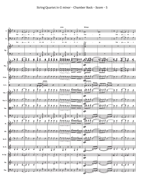 Grieg String Quartet Mvt 1 for Chamber Rock Group for Chamber Ensemble sheet music, page 5