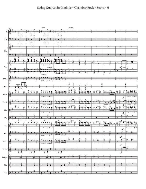Grieg String Quartet Mvt 1 for Chamber Rock Group for Chamber Ensemble sheet music, page 6